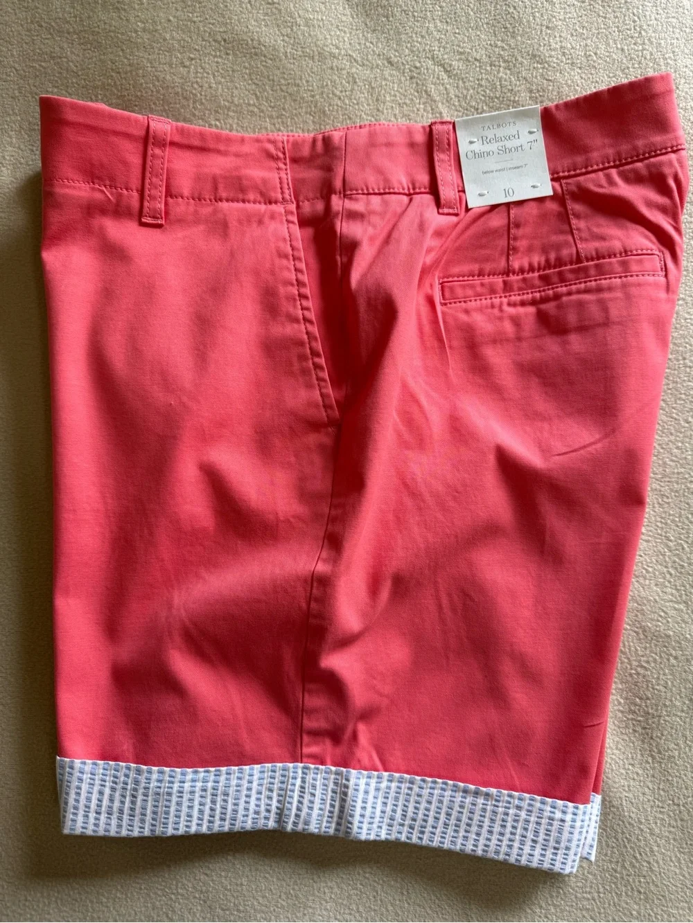 Talbots Coral Pink Chino Shorts - Bright Pink Tailored Style - Picture 5 of 6